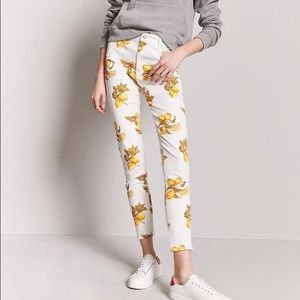 forever 21 lemon print jeans white fruit